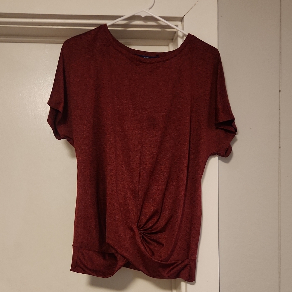 Apt. 9 Red Relaxed Tie Front Short Sleeve T-Shirt